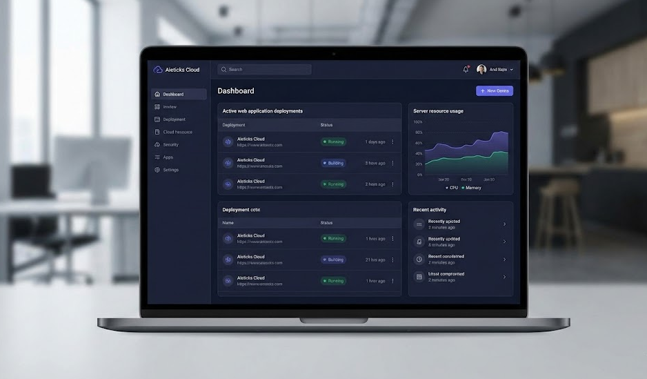 Aieticks Cloud Dashboard Mockup